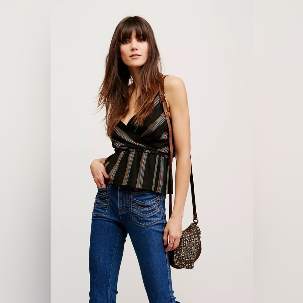 Free People | Psychedelic Striped Spaghetti Strap V-neck Top
